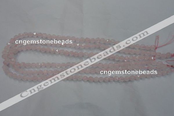 CNG918 15 inches 6mm faceted nuggets rose quartz beads