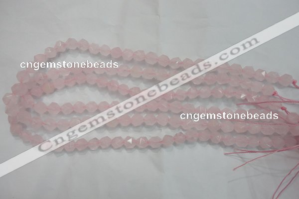 CNG919 15 inches 8mm faceted nuggets rose quartz beads