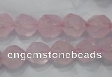 CNG921 15 inches 12mm faceted nuggets rose quartz beads