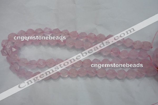 CNG921 15 inches 12mm faceted nuggets rose quartz beads