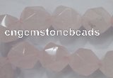 CNG922 15 inches 14mm faceted nuggets rose quartz beads