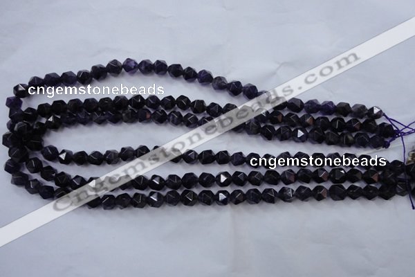 CNG926 15 inches 8mm faceted nuggets amethyst gemstone beads