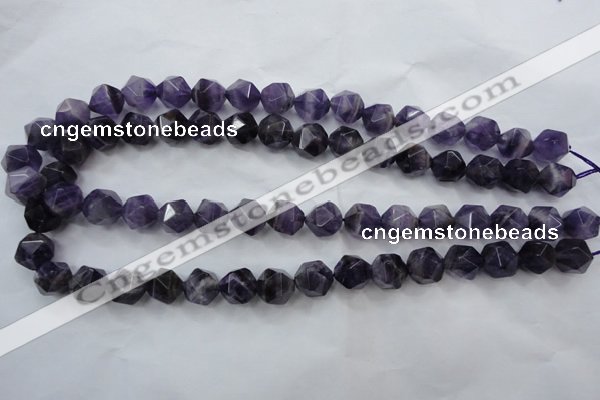 CNG929 15 inches 10mm faceted nuggets amethyst gemstone beads