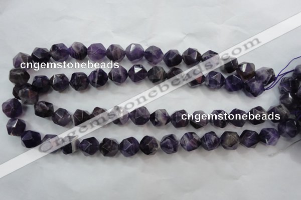 CNG932 15 inches 16mm faceted nuggets amethyst gemstone beads