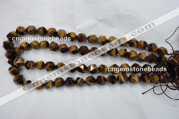 CNG938 15 inches 12mm faceted nuggets yellow tiger eye beads