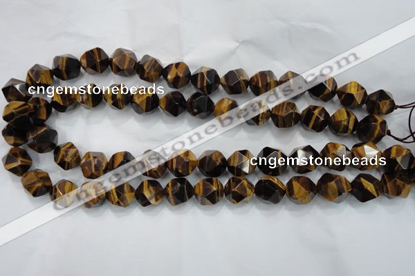 CNG939 15 inches 14mm faceted nuggets yellow tiger eye beads