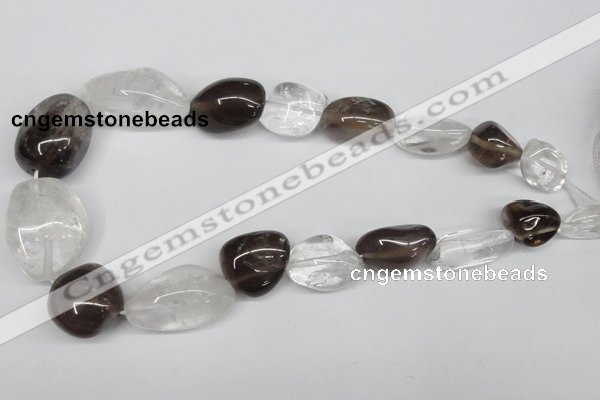 CNG95 12*14mm - 20*35mm nuggets smoky quartz & crystal gemstone beads