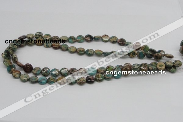 CNI08 16 inches 10mm flat round natural imperial jasper beads wholesale