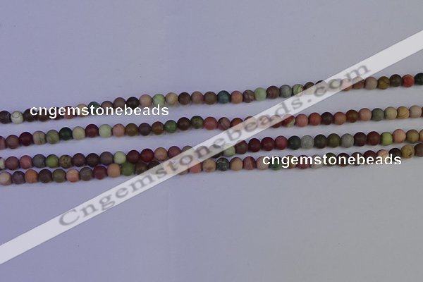 CNI360 15.5 inches 4mm round matte imperial jasper beads wholesale