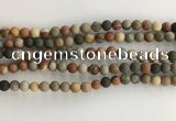CNI376 15.5 inches 6mm round matte American picture jasper beads