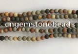 CNI376 15.5 inches 6mm round matte American picture jasper beads