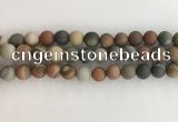 CNI378 15.5 inches 10mm round matte American picture jasper beads