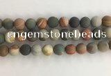 CNI380 15.5 inches 14mm round matte American picture jasper beads