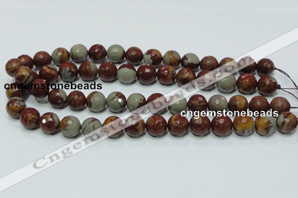 CNJ18 15.5 inches 14mm faceted round natural noreena jasper beads