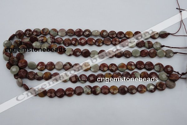 CNJ41 15.5 inches 10mm faceted coin noreena jasper beads