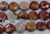 CNJ42 15.5 inches 12mm faceted coin noreena jasper beads