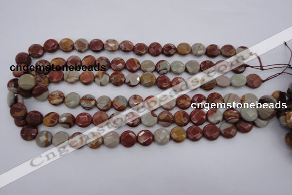 CNJ42 15.5 inches 12mm faceted coin noreena jasper beads