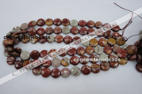 CNJ43 15.5 inches 14mm faceted coin noreena jasper beads