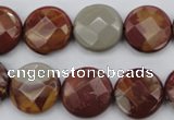 CNJ44 15.5 inches 16mm faceted coin noreena jasper beads