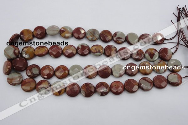 CNJ44 15.5 inches 16mm faceted coin noreena jasper beads