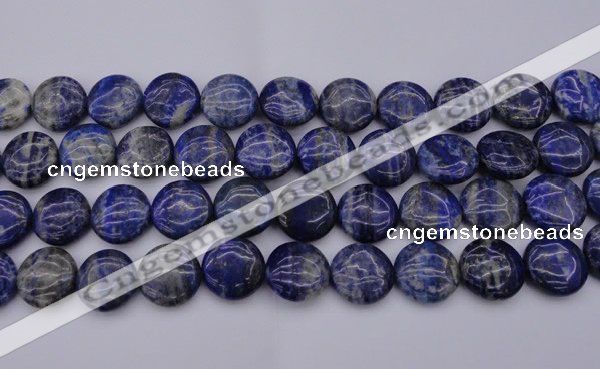 CNL1108 15.5 inches 16mm flat round lapis lazuli gemstone beads