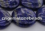 CNL1111 15.5 inches 25mm flat round lapis lazuli gemstone beads