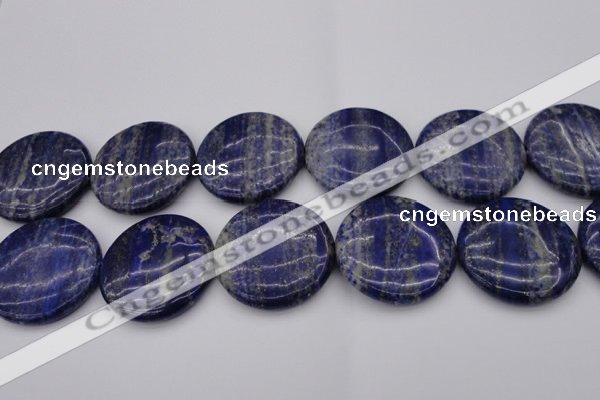CNL1114 15.5 inches 40mm flat round lapis lazuli gemstone beads