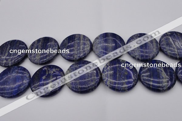 CNL1114 15.5 inches 40mm flat round lapis lazuli gemstone beads