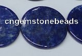 CNL1281 15.5 inches 30mm flat round natural lapis lazuli beads