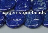 CNL1303 15.5 inches 22mm flat round natural lapis lazuli beads