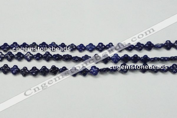 CNL1305 15.5 inches 10mm carved flower natural lapis lazuli beads