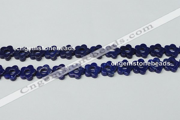 CNL1310 15.5 inches 16mm carved flower natural lapis lazuli beads