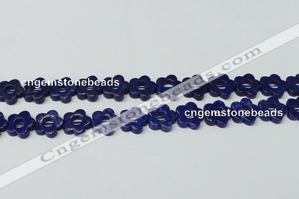 CNL1311 15.5 inches 18mm carved flower natural lapis lazuli beads