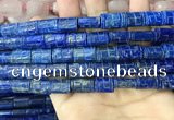 CNL1682 15.5 inches 10*13mm - 10*15mm carved flat tube lapis lazuli beads