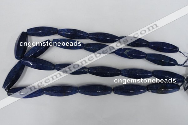 CNL448 15.5 inches 14*35mm faceted rice natural lapis lazuli beads