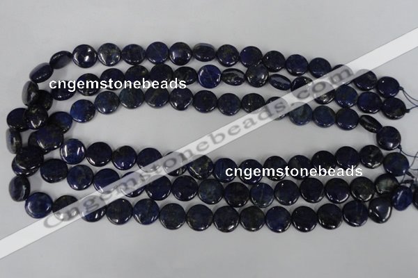 CNL452 15.5 inches 12mm flat round natural lapis lazuli beads