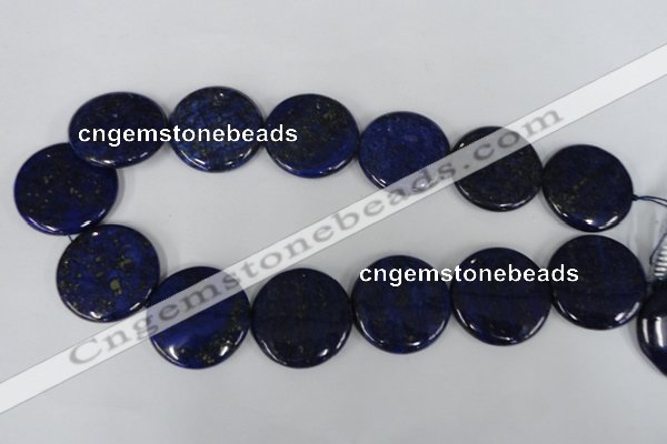 CNL458 15.5 inches 30mm flat round natural lapis lazuli beads