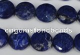 CNL472 15.5 inches 14mm faceted coin natural lapis lazuli beads