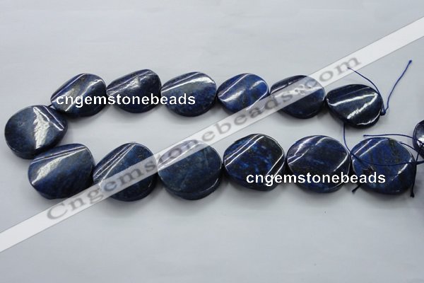 CNL698 15.5 inches 30mm twisted coin natural lapis lazuli beads