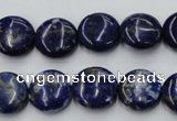 CNL732 15.5 inches 14mm flat round natural lapis lazuli gemstone beads