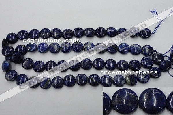 CNL732 15.5 inches 14mm flat round natural lapis lazuli gemstone beads