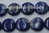 CNL733 15.5 inches 16mm flat round natural lapis lazuli gemstone beads