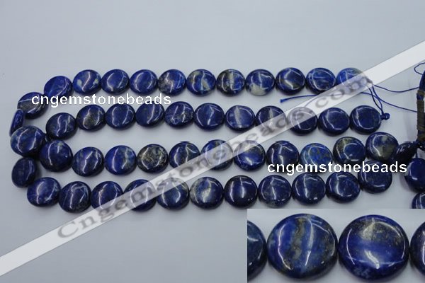 CNL733 15.5 inches 16mm flat round natural lapis lazuli gemstone beads