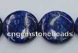 CNL737 15.5 inches 25mm flat round natural lapis lazuli gemstone beads