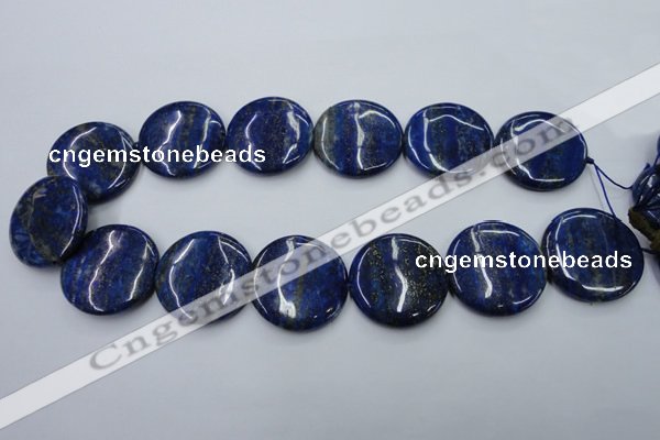 CNL738 15.5 inches 30mm flat round natural lapis lazuli gemstone beads