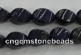 CNL920 15.5 inches 10*14mm twisted rice natural lapis lazuli beads