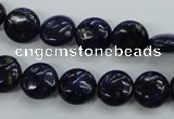 CNL923 15.5 inches 10mm flat round natural lapis lazuli gemstone beads