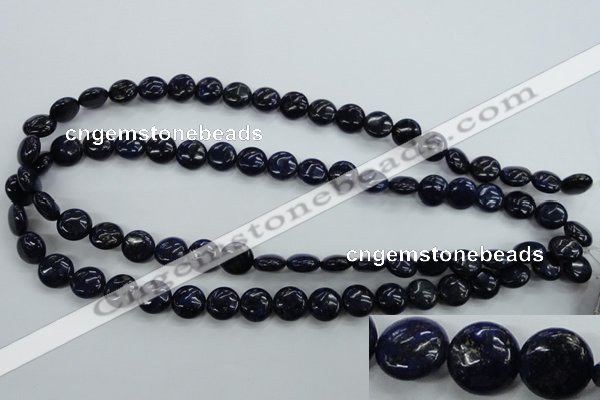 CNL923 15.5 inches 10mm flat round natural lapis lazuli gemstone beads