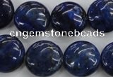 CNL926 15.5 inches 16mm flat round natural lapis lazuli gemstone beads