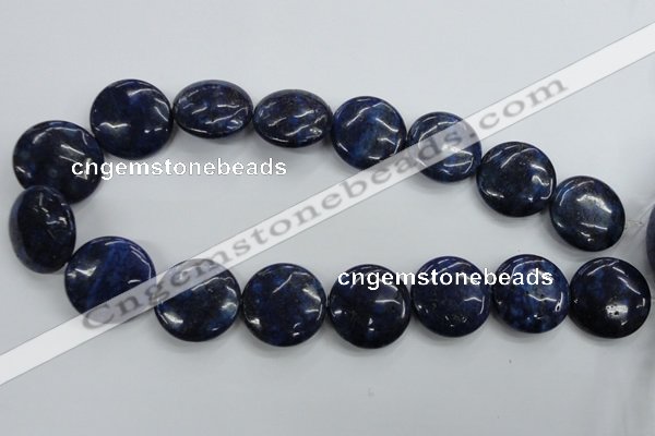 CNL929 15.5 inches 25mm flat round natural lapis lazuli gemstone beads